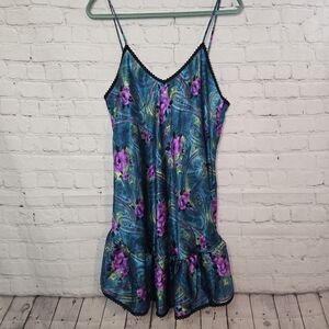 Vtg 90s Featherbed Jewel Tone Paisley Chemise Slip Whimsigoth FairyGrunge M